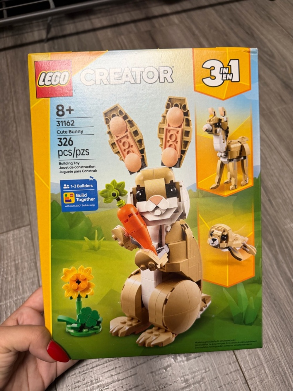 LEGO Creator Tan and White Cute Bunny Build Set with Orange Carrot